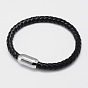 Braided Leather Cord Bracelets, with 304 Stainless Steel Magnetic Clasps, 200x6mm