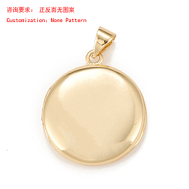 Crémaillère en laiton placage pendentifs médaillon, cadre de photo charmant pour colliers, plaqué longue durée, plat rond