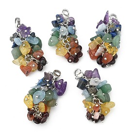 Puce naturelle pendentif de pierres précieuses décorations, avec fermoirs mousquetons en laiton  , platine