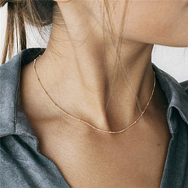 Minimalist 14K Gold-Plated Satellite Chain Choker Necklace for Women