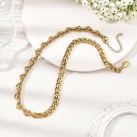 304 Колье из нержавеющей стали с массивными цепочками якорного плетения и цепочками в форме сердца