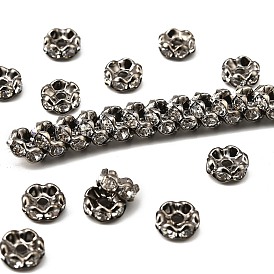 Латунные бусины разделители для поставки стразов, класс А, волнистый край, металлический черный , рондель