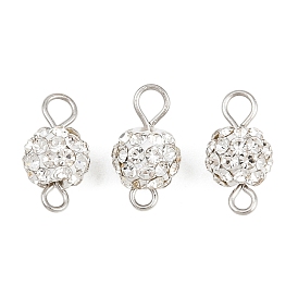 Круглые подвески-коннекторы из полимерной глины с кристаллами и стразами, с 304 двойными петлями из нержавеющей стали