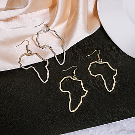 Bold Irregular African Map Earrings with Hollow Lines - Fashionable Ear Accessories