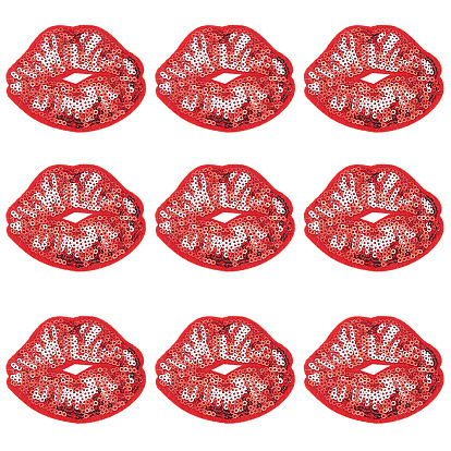 Нашивки из полиэфирной ткани, губа, с пластиковыми пайетками