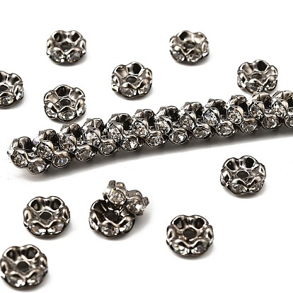 Латунные бусины разделители для поставки стразов, класс А, волнистый край, металлический черный , рондель