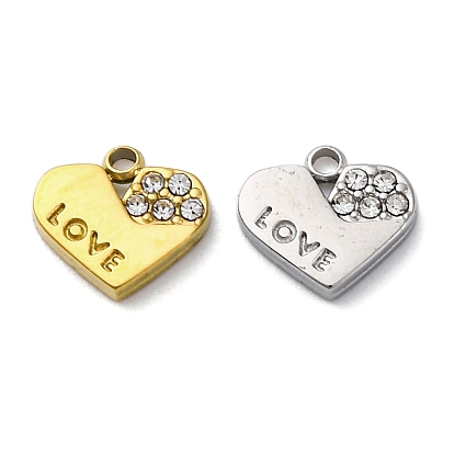 Вакуумное покрытие pvd 304 подвески из нержавеющей стали со стразами, любовные сердечные прелести