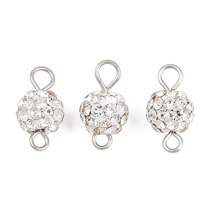 Круглые подвески-коннекторы из полимерной глины с кристаллами и стразами, с 304 двойными петлями из нержавеющей стали