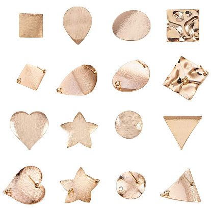 DIY Jewelry, Brass Ear Stud Findings and Components, Mixed Shapes