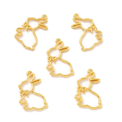 Pendentifs à lunette ouverte en alliage, pour diy uv résine, une résine époxy, Bijoux à fleurs pressées, lapin avec bowknot