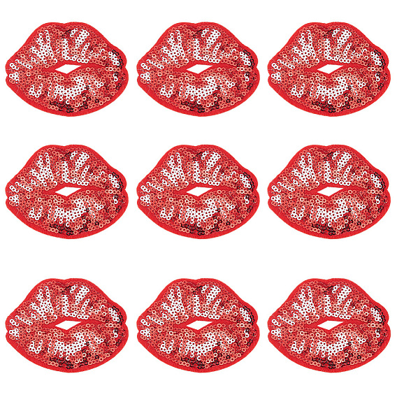 Нашивки из полиэфирной ткани, губа, с пластиковыми пайетками