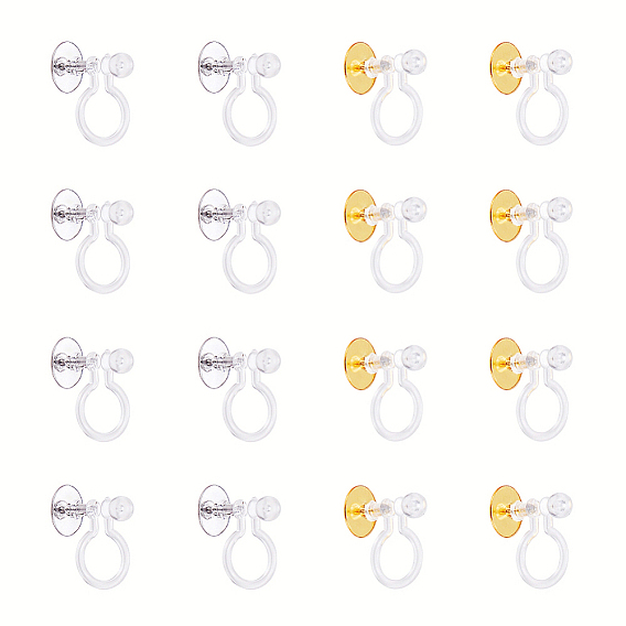 Stainless Steel Clip-on Earring Components, with Plastic