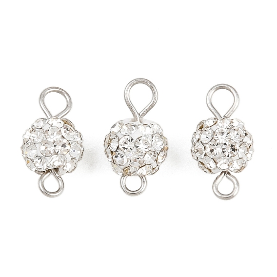 Круглые подвески-коннекторы из полимерной глины с кристаллами и стразами, с 304 двойными петлями из нержавеющей стали