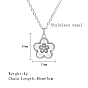 Flower Stainless Steel Pendant Necklaces for Women, with Rhinestones