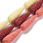 Нити резных бусин из синтетического коралла, окрашенные, слеза