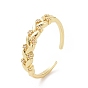 Clear Cubic Zirconia Leaf Open Cuff Ring, Brass Jewelry for Women