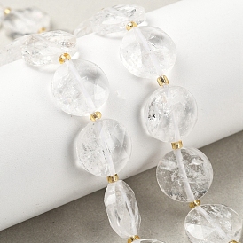 Природных кристаллов кварца бисер нитей, граненый шестиугольный разрез, плоские круглые бусины из горного хрусталя, с бисером