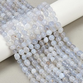 Нити бусин из халцедона природного синего цвета, самородки, упавший камень