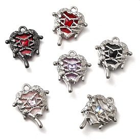 Подвески из сплава и страза, сердце, с акриловым листом