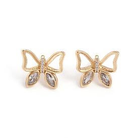 Pendentifs en laiton zircon cubique transparent, papillon, sans nickel