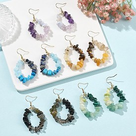 Природные и синтетические Gemstone мотаться, круглые, с 304 нержавеющей стали серьги крючки, реальный 18 k позолоченный