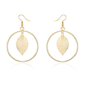 Charming Gold and Silver Hollow Leaf Vintage Ear Hooks Earrings