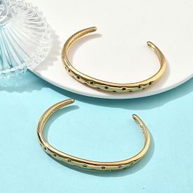 304 браслеты-манжеты из нержавеющей стали со стразами для женщин, звезда, реальный 18 k позолоченный, ионное покрытие (ip), долговечный