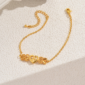 Браслеты из латуни с сердечками и пшеницей на день матери, браслеты-цепочки для женщин