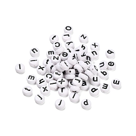 Непрозрачные акриловые бусины, плоские круглые с буквы
