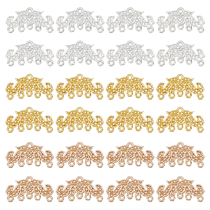 60Pcs 3 Colors Alloy Connector Rhinestone Links, Chandelier Components, Long-Lasting Plated, Flower