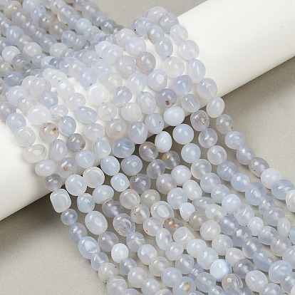 Нити бусин из халцедона природного синего цвета, самородки, упавший камень