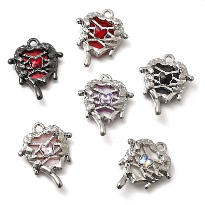 Подвески из сплава и страза, сердце, с акриловым листом