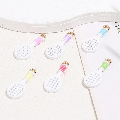 Подвески из эмалевого сплава с ракеткой, золотые