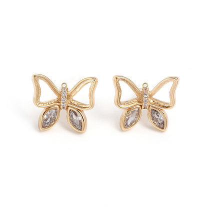 Pendentifs en laiton zircon cubique transparent, papillon, sans nickel