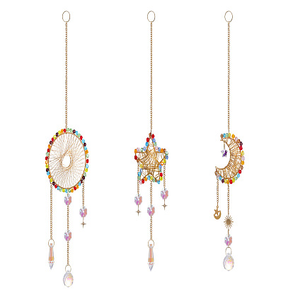 Attrape-soleil en verre à facettes, ornements suspendus à pompons, Pour la maison, décoration de jardin