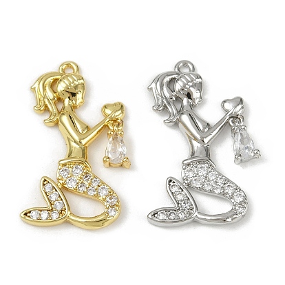 Латунные микро проложить кубического циркония подвески, русалка, долговечный, без кадмия и без свинца, стойки покрытие