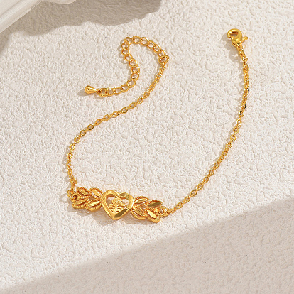 Браслеты из латуни с сердечками и пшеницей на день матери, браслеты-цепочки для женщин