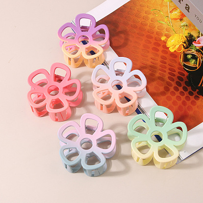 Hollow Flower Shape Gradient Baking Painted Plastic Claw Hair Clips, Hair Accessories for Women Girl