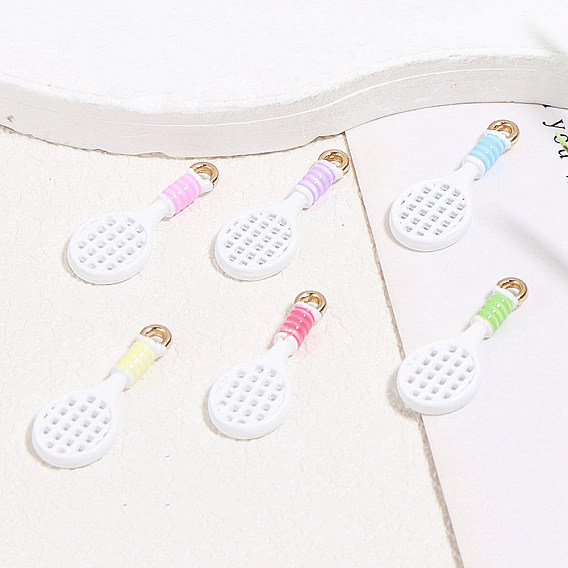 Подвески из эмалевого сплава с ракеткой, золотые