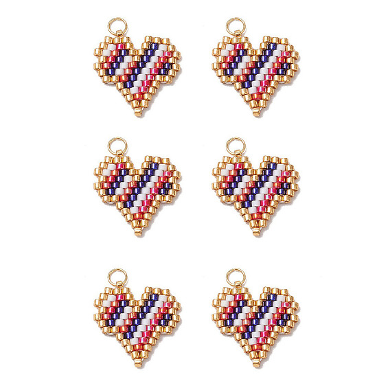 Подвески в форме сердца из стеклянного бисера miyuki delica, с 304 петлей из нержавеющей стали