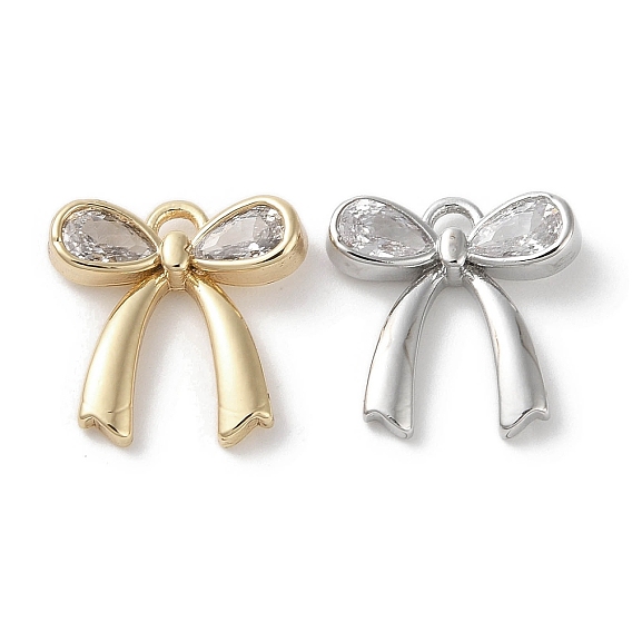 Латунные микропаве прозрачные кубические циркониевые подвески, бантом