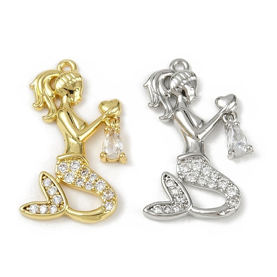 Латунные микро проложить кубического циркония подвески, русалка, долговечный, без кадмия и без свинца, стойки покрытие