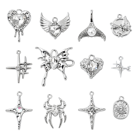 12шт 12 стили стойка покрытие сплав стекло подвески, разнообразные