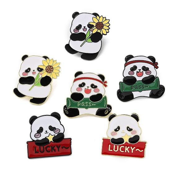 Эмалевые значки с изображением панды, булавки для лацканов из сплава для одежды рюкзака