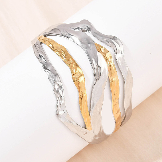 304 женские браслеты-манжеты из нержавеющей стали, полоса, ионное покрытие (ip)