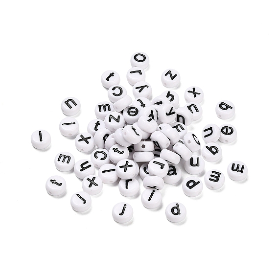 Непрозрачные акриловые бусины, плоские круглые с буквы