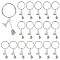 20Pcs Alloy Keychains, with Iron Rings, Broom with Witch Hat