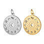 201 Stainless Steel Pendants, Flat Round with Constellation