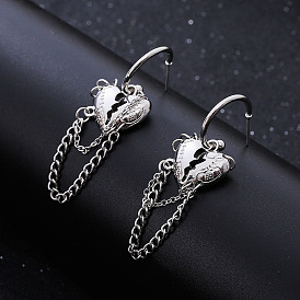 Punk Style Hollow Heart Earrings with Tassel Chain - Cool and Personalized.