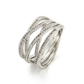 Долговечные латунные кольца с широким кольцом из циркония с микропаве и покрытием из латуни, кольца крест-накрест для женщин